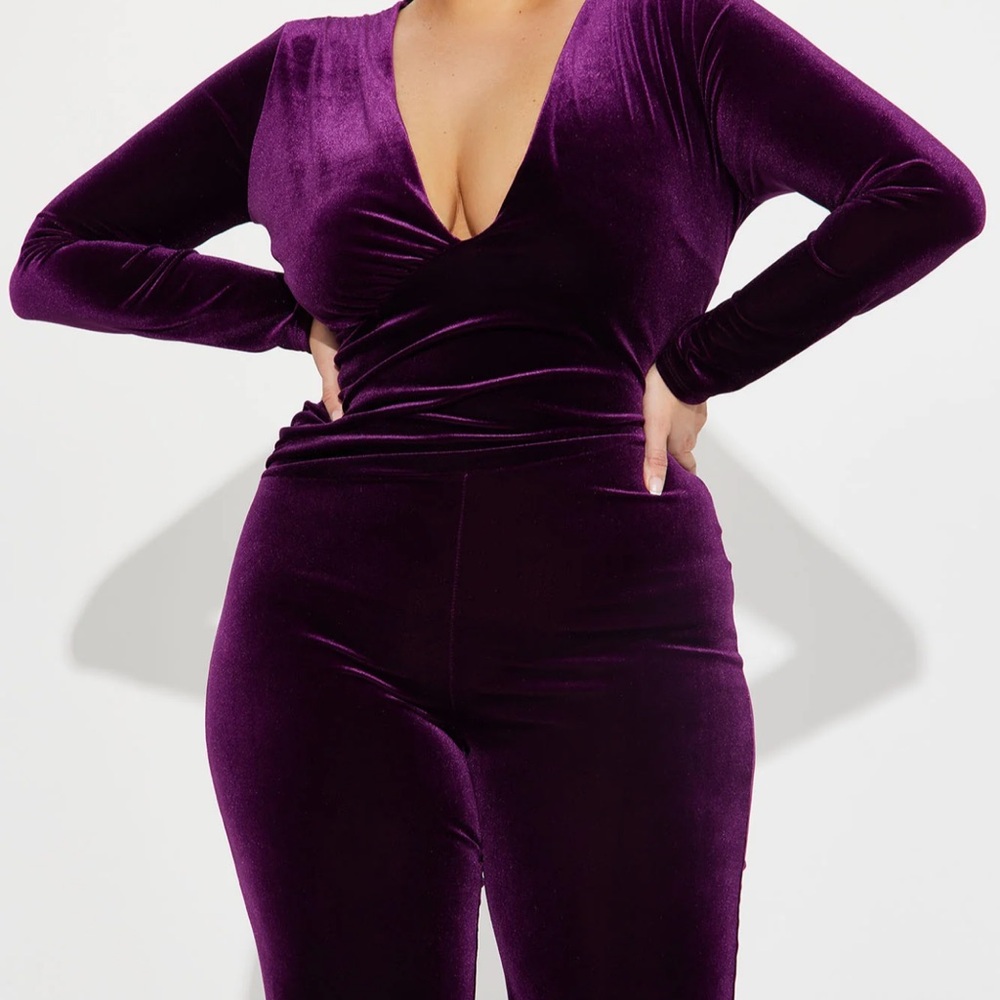 Here Is The Moment Velvet Jumpsuit - Purple